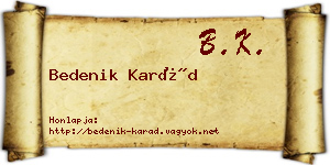 Bedenik Karád névjegykártya